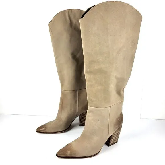 STEVE MADDEN CROFT TAN Women's LEATHER KNEE HIGH BOOTS SIZE 9.5W - Picture 1 of 16